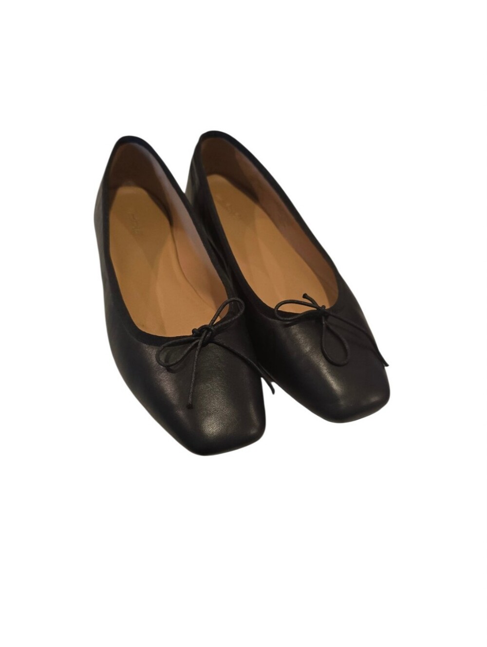 MADEWELL Anelise Square Toe Leather Slip On Ballet Flats Black 9